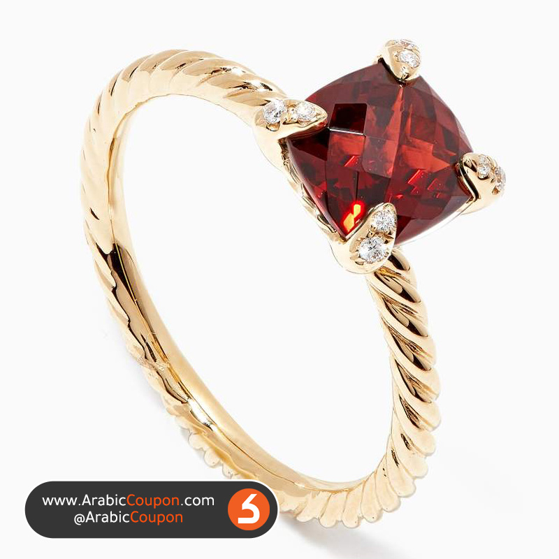 David Yurman ring studded with carnelian and diamonds - 