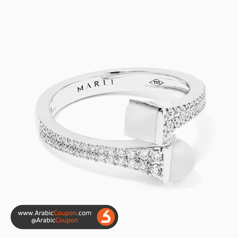 Marli _ cleo diamond wrap ring with white agate in 18kt white gold