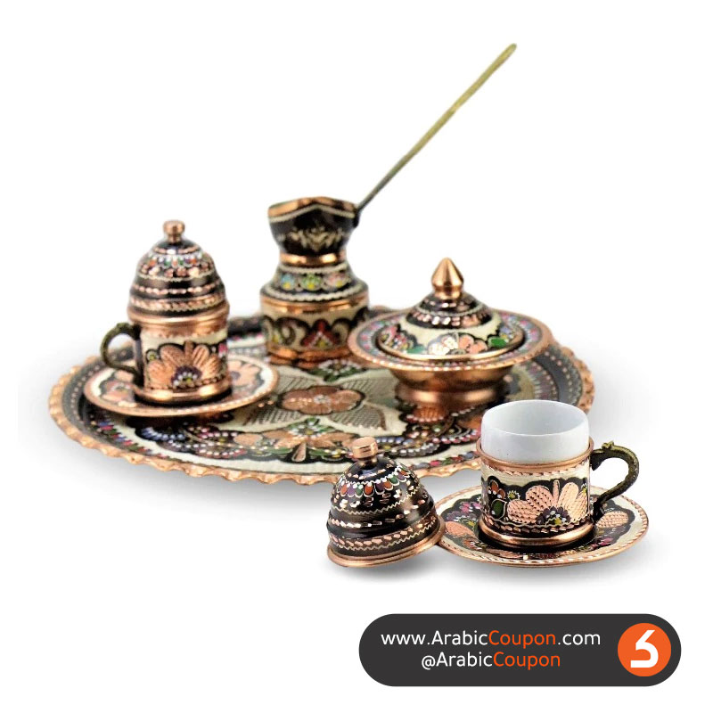 أحدث 9 ادوات واكسسوارات القهوة في السوق الخليجي - طقم قهوة نحاسي كلاسيكي