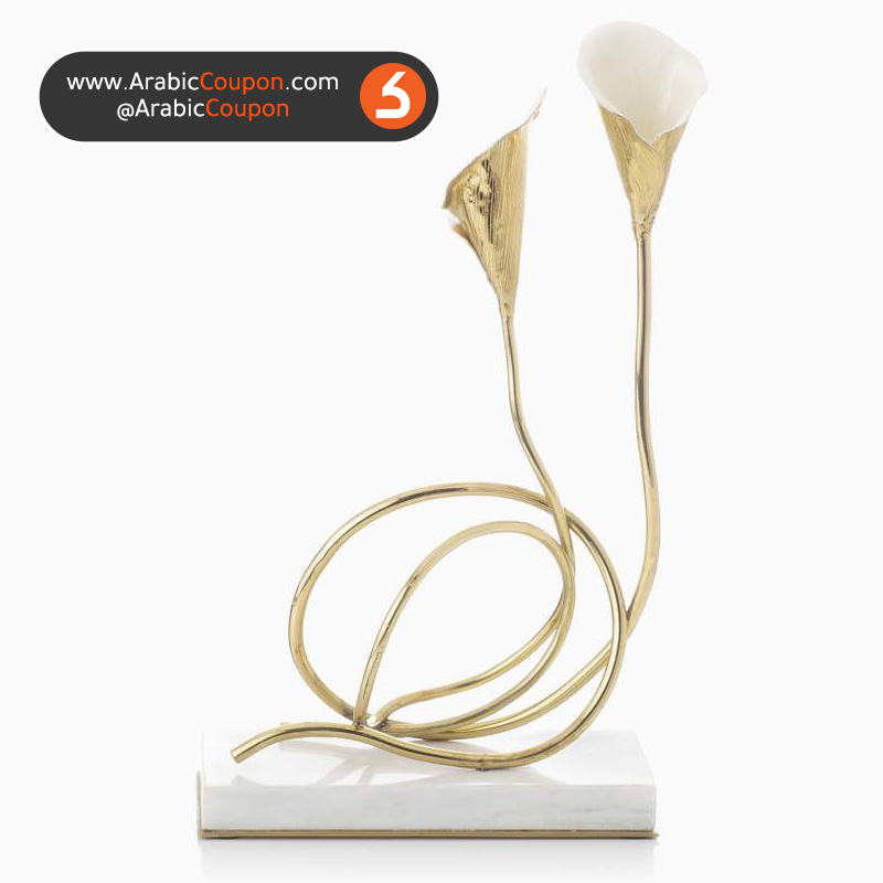 The Cala Lily candlestick is golden - 