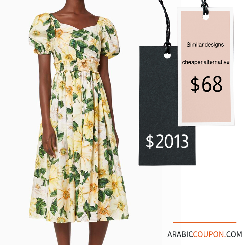 Shop Dolce & Gabbana midi dress with camellia prints Or a similar design and a cheaper alternative