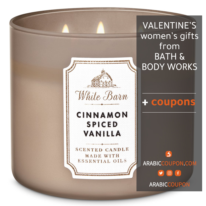 Bath and Body Works Candle Vanilla with Cinnamon (CINNAMON SPICED VANILLA) - Valentine's women gifts from Bath and Body Works