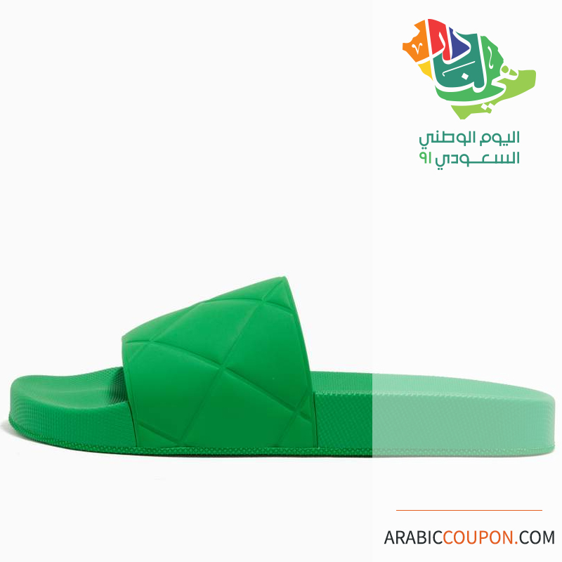 Bottega Veneta green quilted rubber sandals