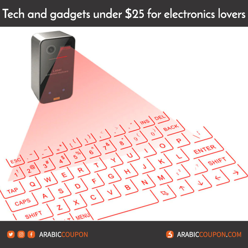 Wireless Laser Keyboard - Tech & Gadgets under $25 for electronics lovers