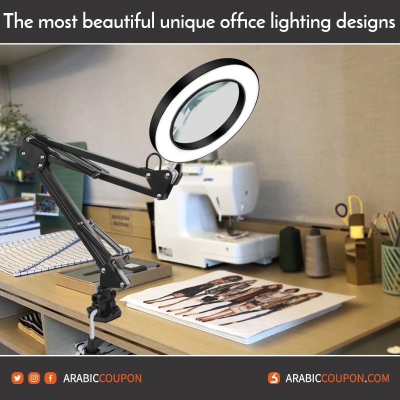 Desk lamp with magnifying glass