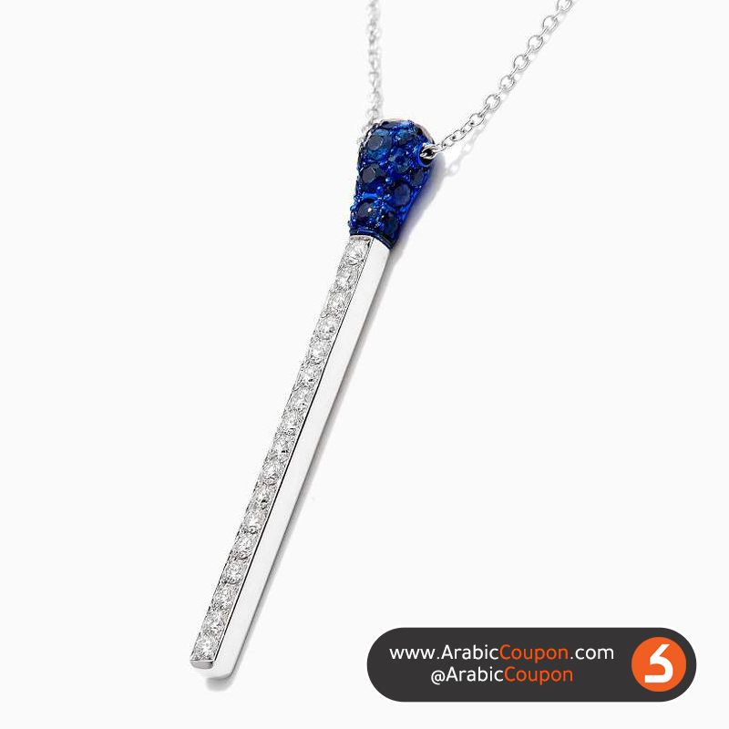 Jacob Co _ match blue sapphire diamond necklace in 18kt white gold for women - The latest and most luxurious women's necklaces for fall and winter 2020
