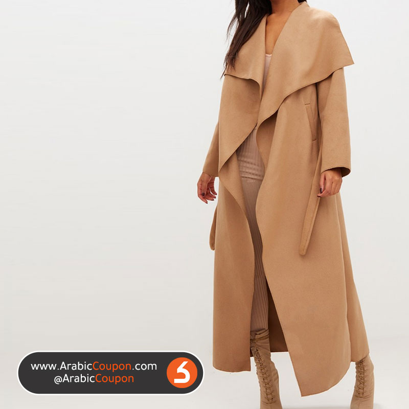 10 Women Fashion Trends In GCC for Autumn 2020 - PRETTYLITTLETHING Camel MAXI Length Oversize Waterfall Belted Coat