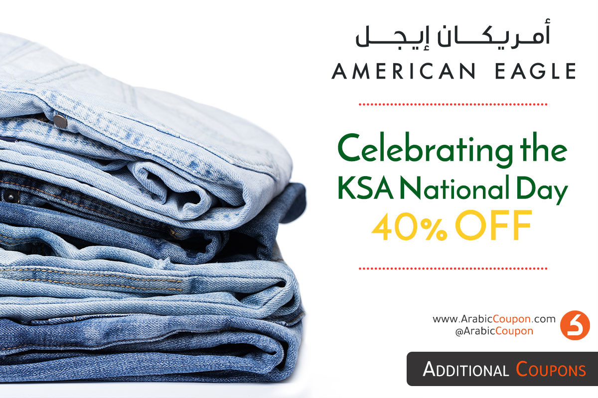 Starting from today 40% OFF from American Eagle on the occasion of the Saudi National Day