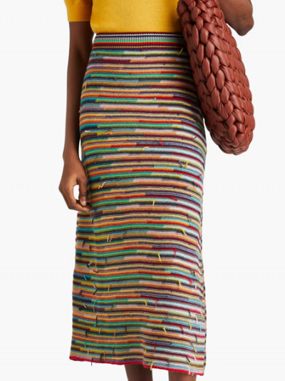 80% The Outnet Sale on Chloe Striped Wool and Cashmere Blend Midi Skirt