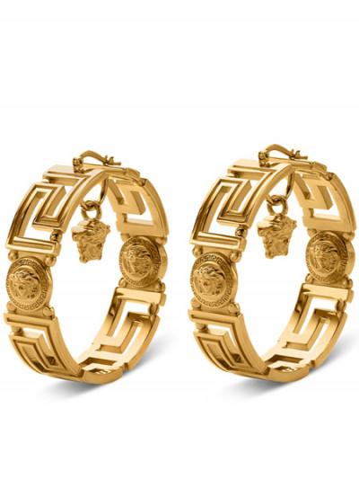 Enjoy luxury with 50% off Versace Greca Medusa Hoop Earrings from Farfetch