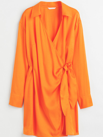 H&M Satin Orange Dress with 59% off