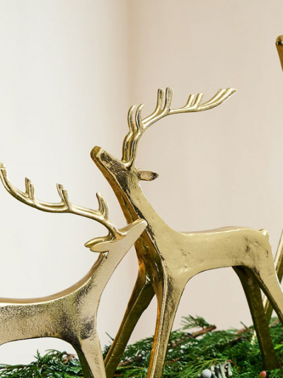 West Elm Rough Cast Deer - Antique Brass